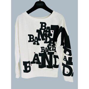 BAND OF OUTSIDERS Terry Cotton Sweatshirt Large Print in Black & White Size 2